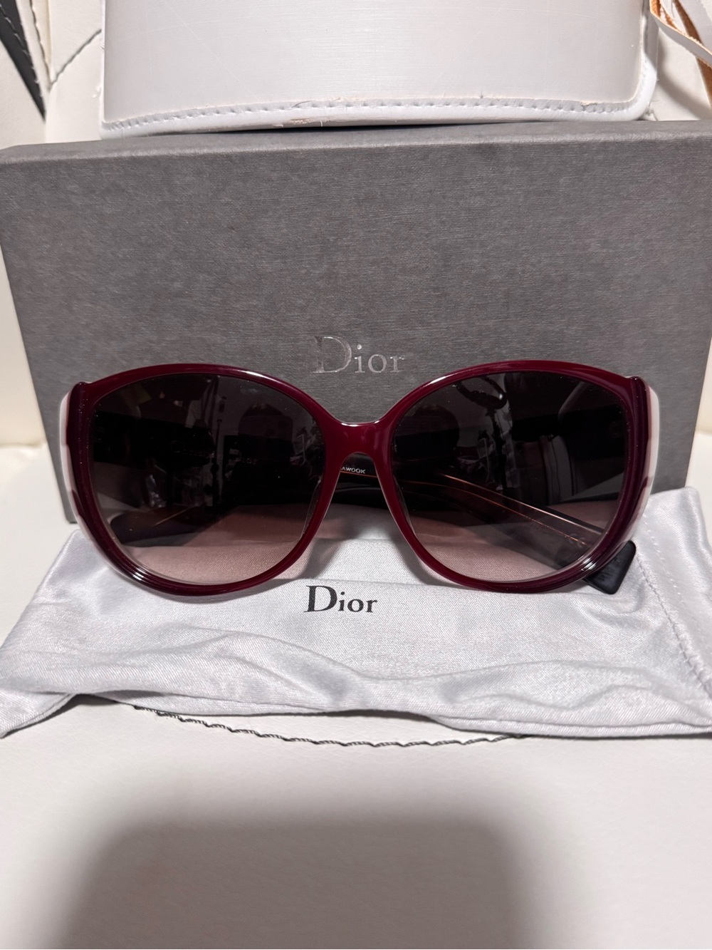 Dior Women’s Burgundy Gradient Oversized Sunglasses